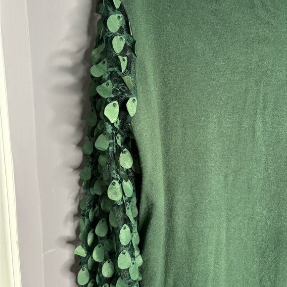 Siani Milano Green High Neck Sweater With Embellished Statement Sleeves Size Lg - Picture 5 of 8